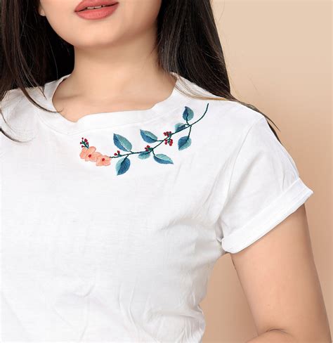 Cotton shirt with embroidery in Blue Ready